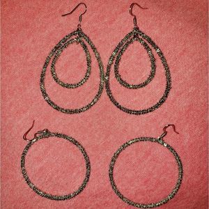 2 Pairs of Most Likely Silver Large Mesh Earrings